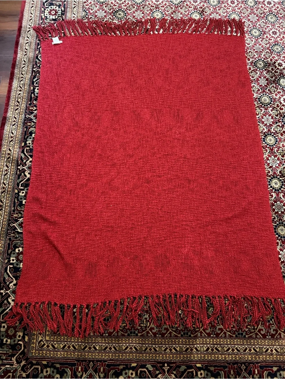 Pottery Barn Red Textured Throw